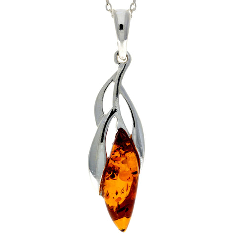 Amber 925 Silver Classic Drop Pendant