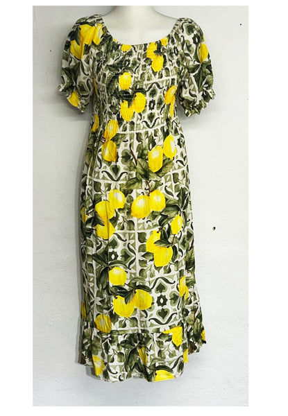 Lemon Tile Dress - Green
