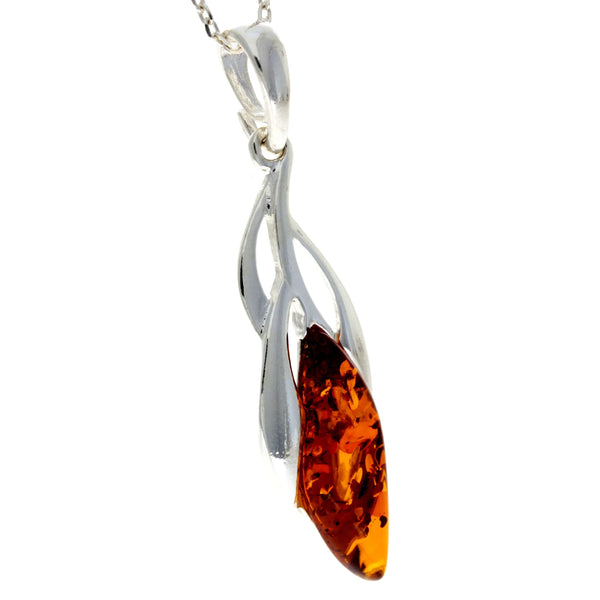 Amber 925 Silver Classic Drop Pendant