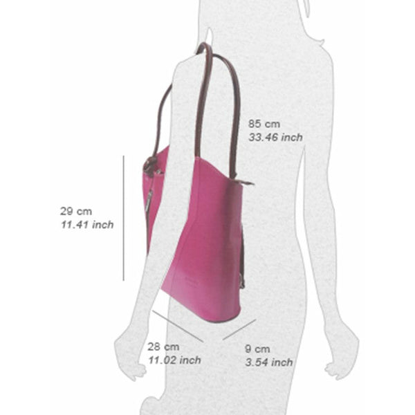 Ostrich Effect Leather Handbag Backpack - Dark Brown