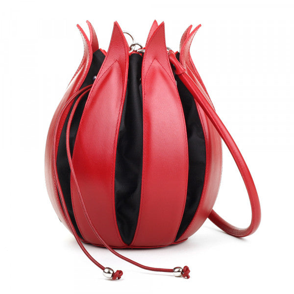 Tulip Leather Bag - Red/Black