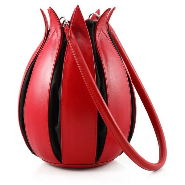 By-Lin Tulip Leather Bag - Red/Black