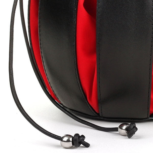By-Lin Tulip Leather Bag - Black/Red