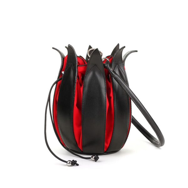 By-Lin Tulip Leather Bag - Black/Red