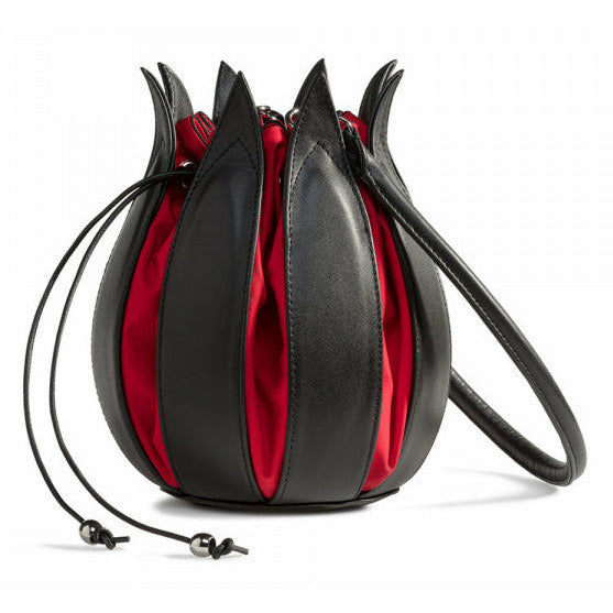 Tulip Leather Bag - Black/Red