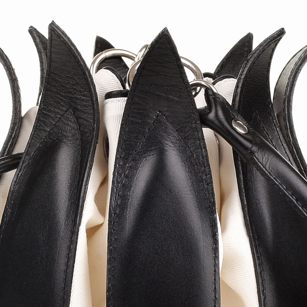 By-Lin Tulip Leather Bag - Black with White Lining
