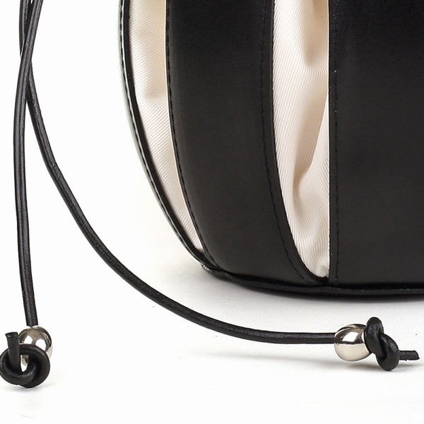 By-Lin Tulip Leather Bag - Black with White Lining