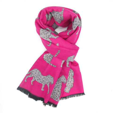 Soft-feel Leopard Scarf - Fuchsia