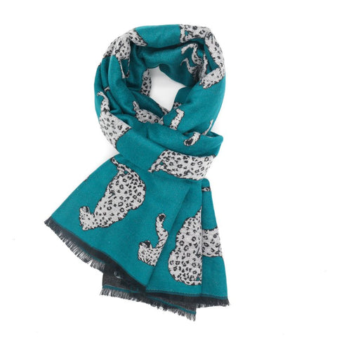 Soft-feel Leopard Scarf - Teal