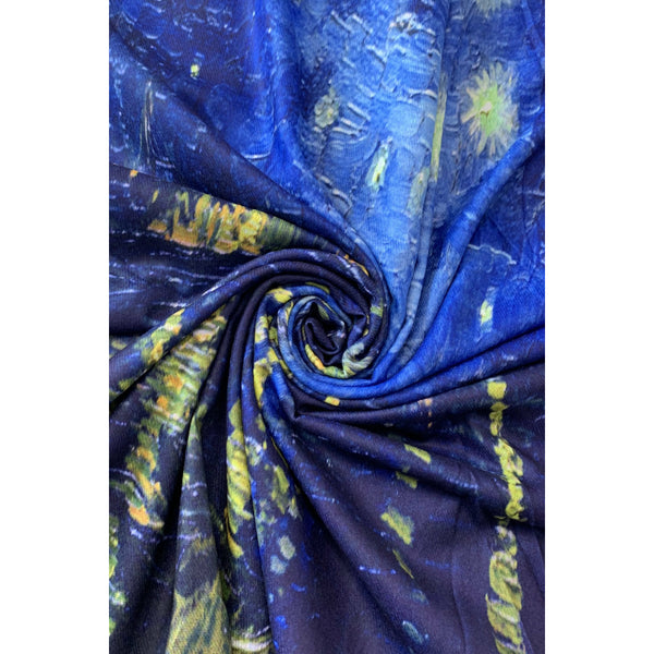 Van Gogh - Starry Over The Rhone Wool Blend Scarf with Tassel Edge