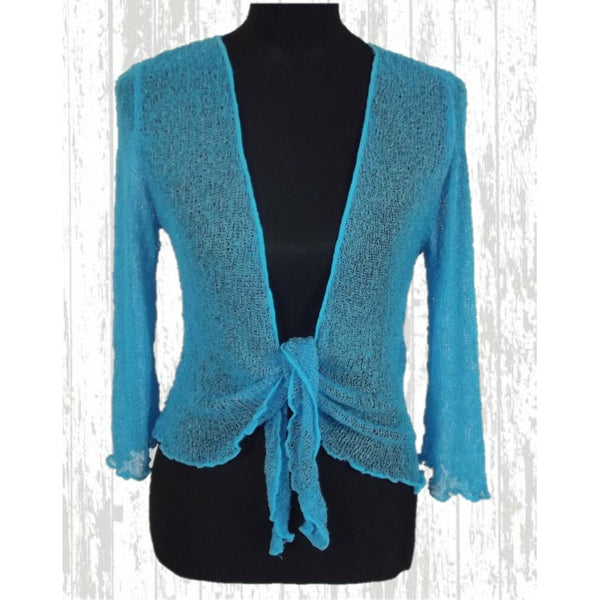 Knitted Shrug Cardigan - Turquoise