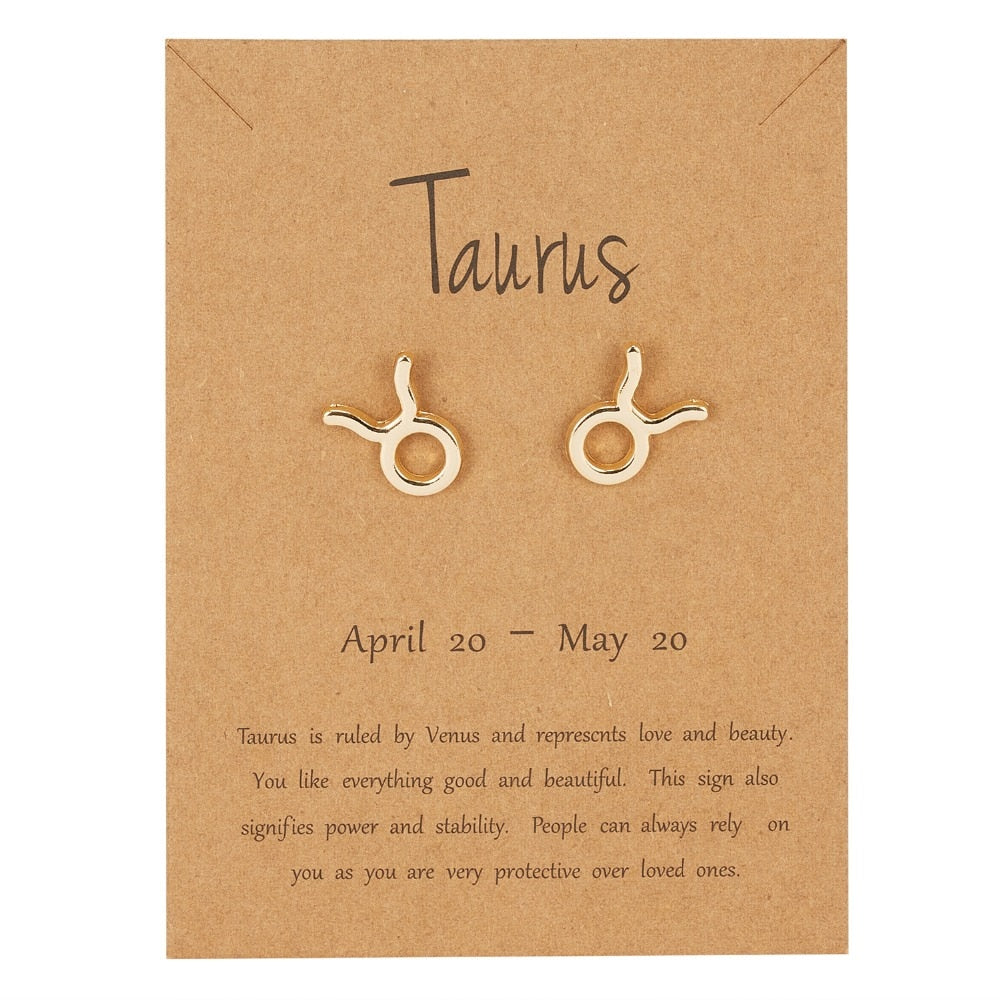 Taurus Earrings Gold or Silver