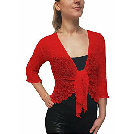 Knitted Shrug Cardigan - Red