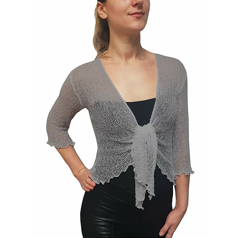 Knitted Shrug Cardigan - Ice Grey