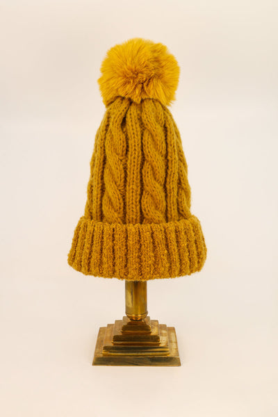 Freya Mustard Bobble Hat