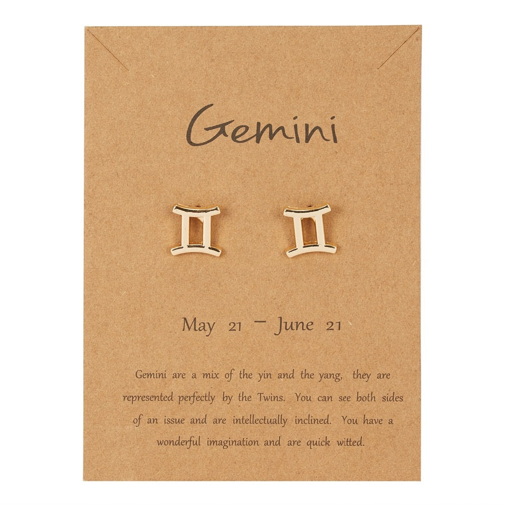 Gemini Earrings Gold or Silver