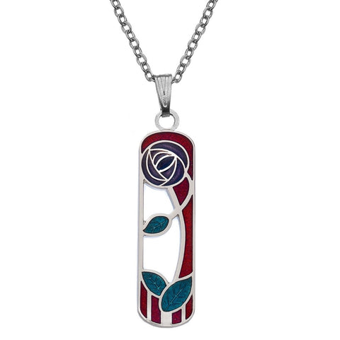 Rennie Mackintosh Rose & Leaf Necklace - Purple/Red