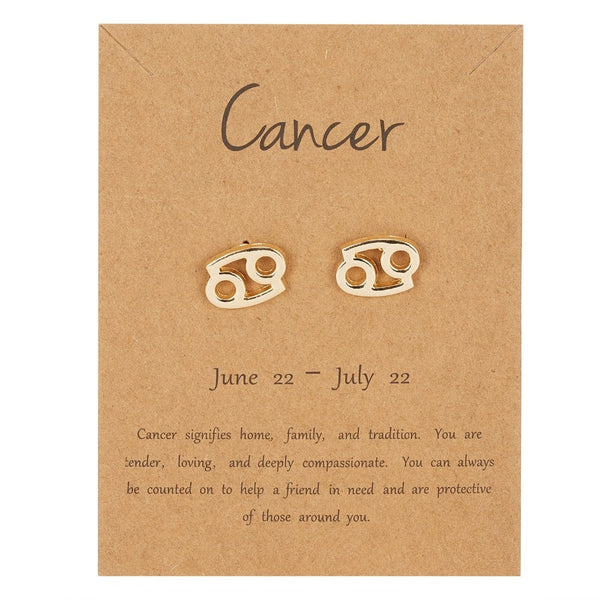 Cancer Earrings Gold or Silver