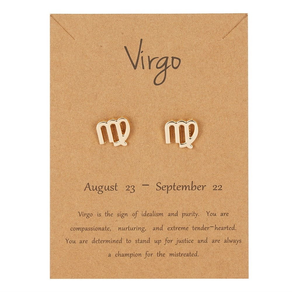 Virgo Earrings Gold or Silver