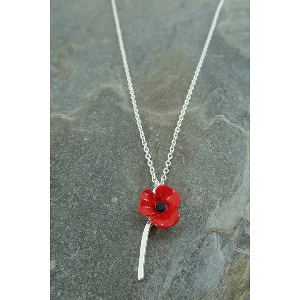 Single Stem Poppy Necklace