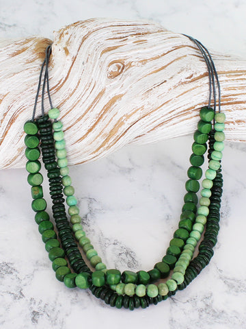 Triple Strand Necklace - Green