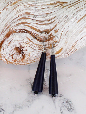 Wooden Cone Earrings - Black