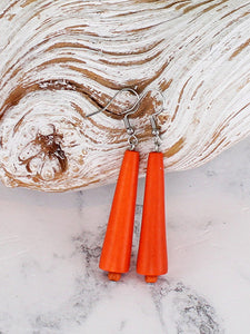 Wooden Cone Earrings - Red