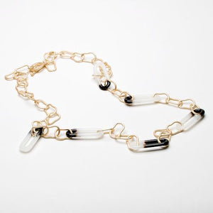 Necklace - Black/White & Matt Gold