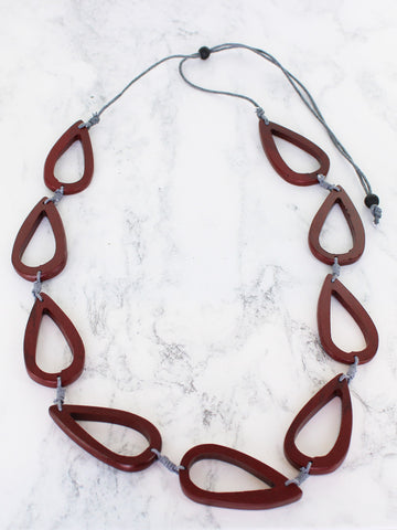 Wooden Teardrop Hoop Necklace