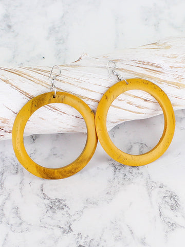 Wooden Hoop Earrings - Natural Wood