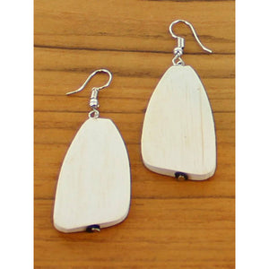 Wooden Pebble Earrings - White