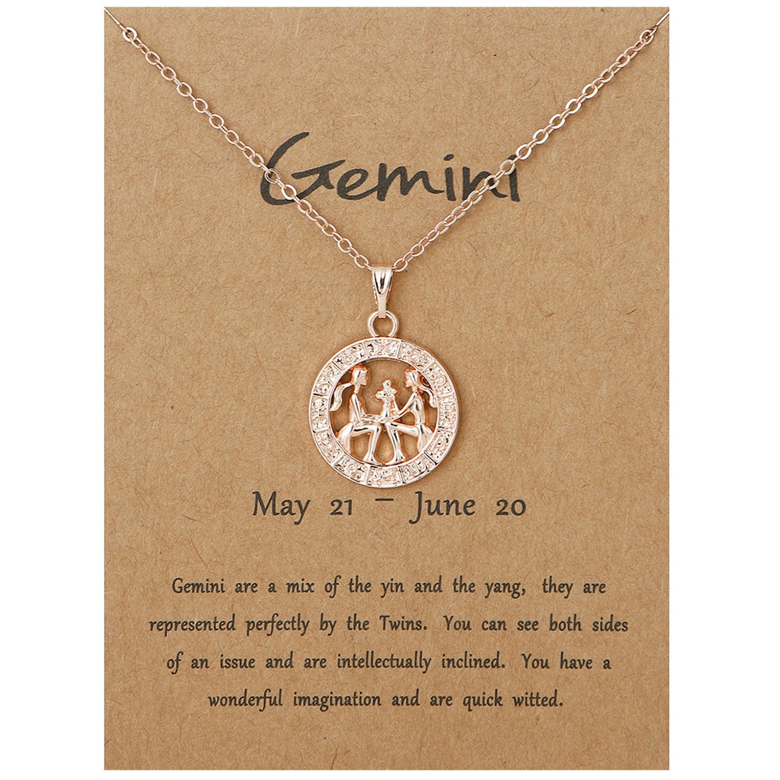Gemini Round Necklace - Rose Gold