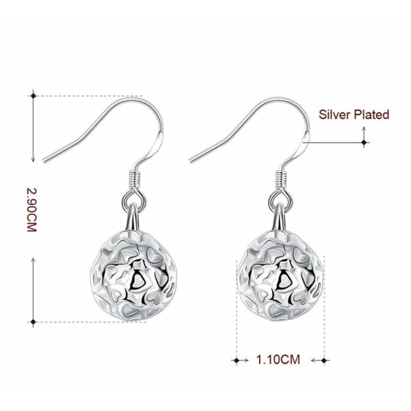 Silver Round Ball Drop Earrings