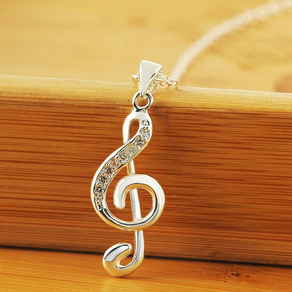 Silver Musical Note Necklace