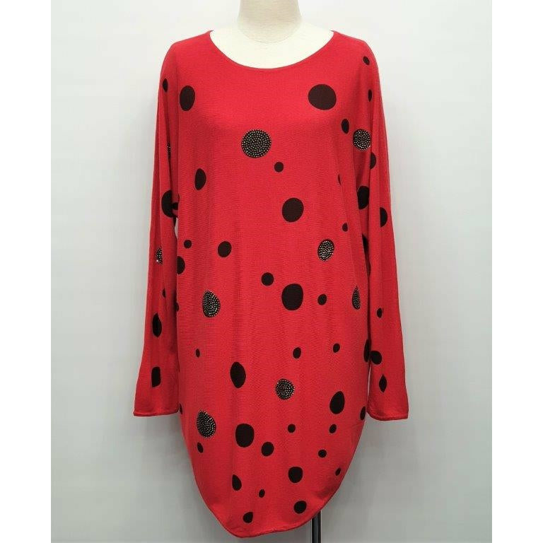 Sparkly Spots Thin Knit Jumper - Red
