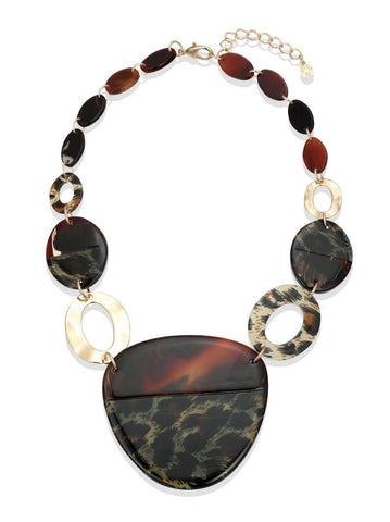 Mixed Resin Pendant - Tortoiseshell & Gold