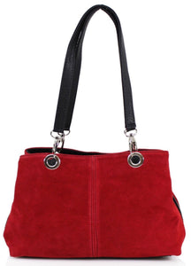 Suede Slouch Bag - Red