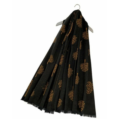 Reversible Soft Wool Tree Scarf - Brown