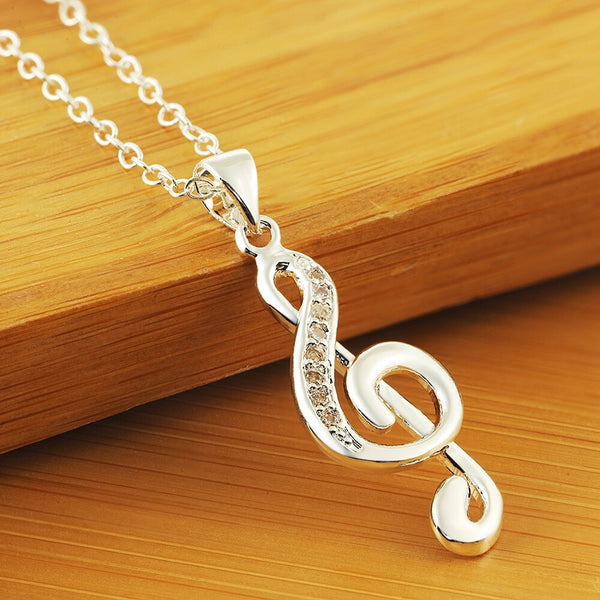 Silver Musical Note Necklace