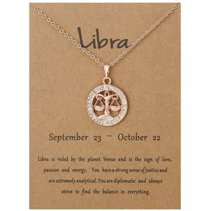 Libra Round Necklace - Rose Gold