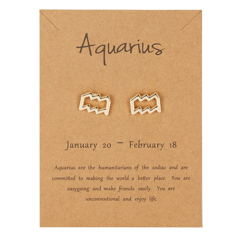 Aquarius Earrings Gold or Silver