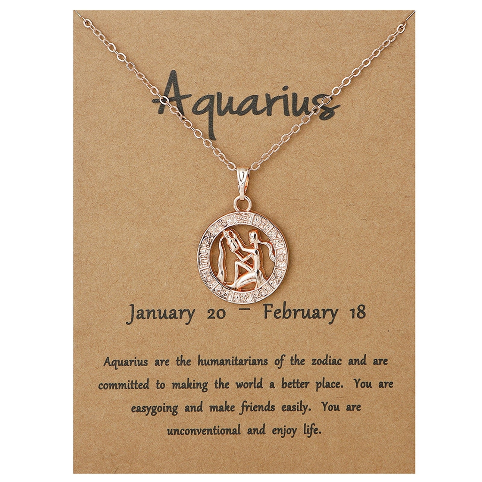 Aquarius Round Necklace - Rose Gold