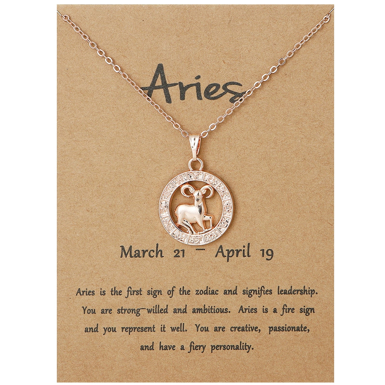 Aries Round Necklace - Rose Gold