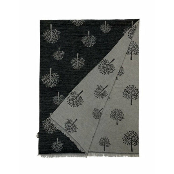 Reversible Soft Wool Tree Scarf - Charcoal