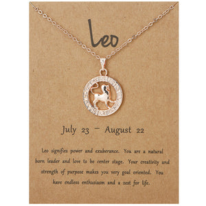 Leo Round Necklace - Rose Gold