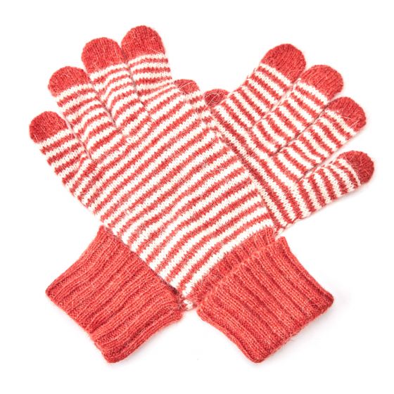 Striped Gloves - Red