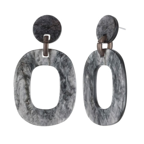 Oval Resin Earrings - Grey