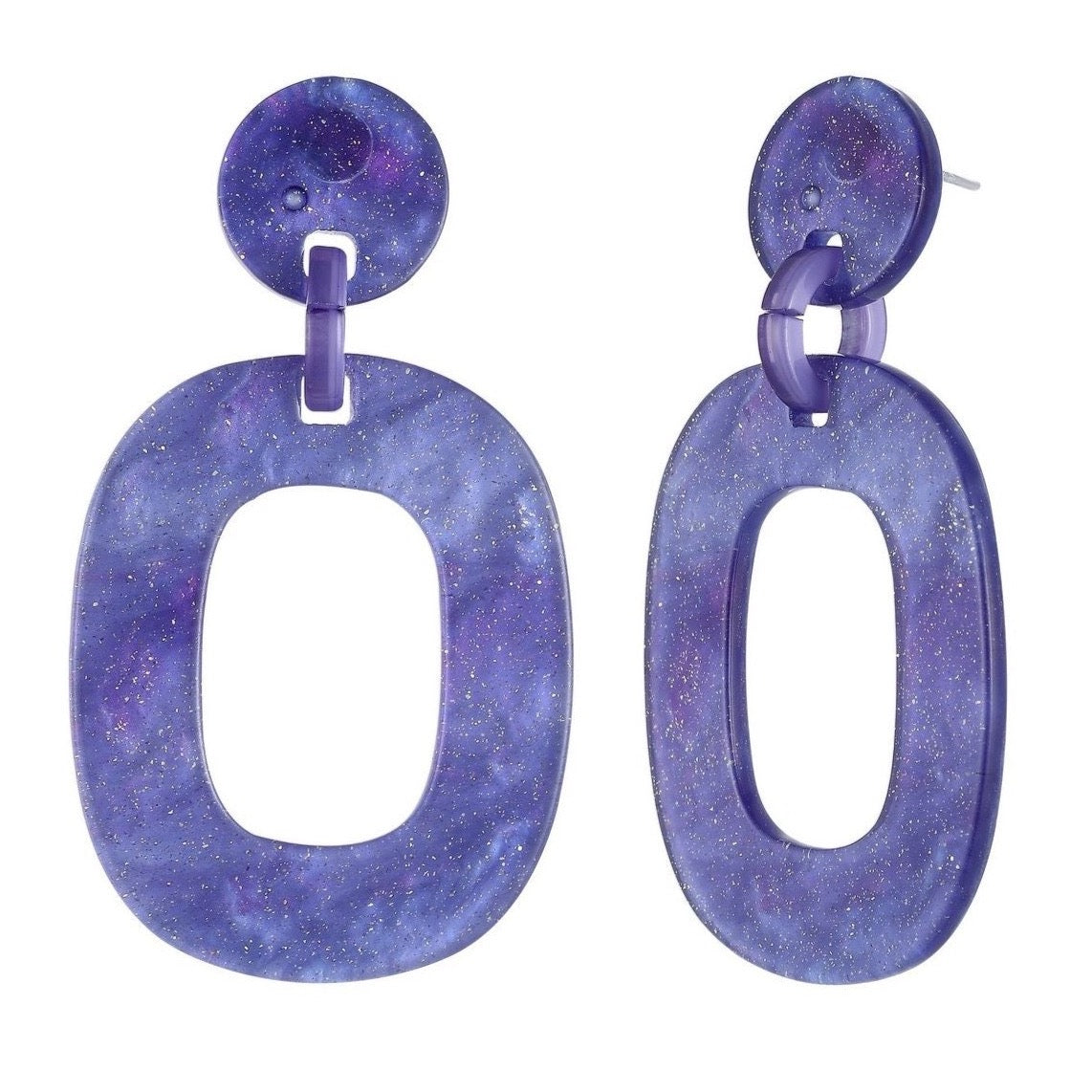 Oval Resin Earrings - Purple
