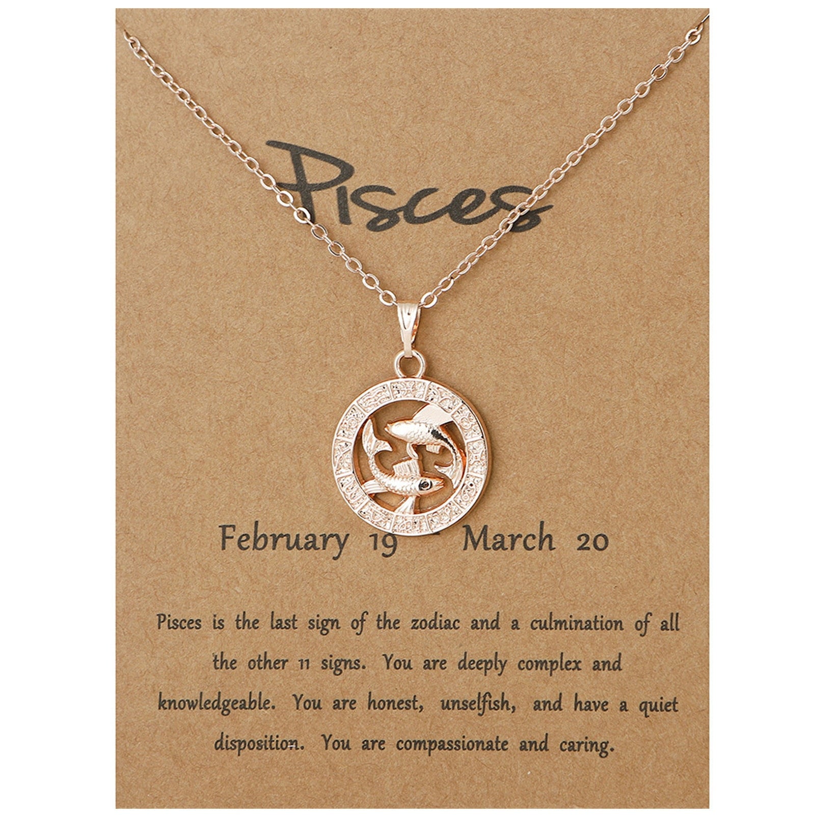 Pisces Round Necklace - Rose Gold