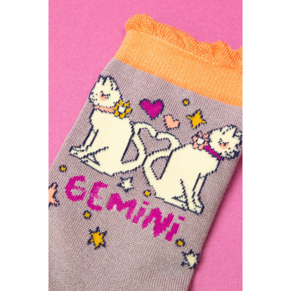 Ladies Powder Zodiac Socks - Gemini